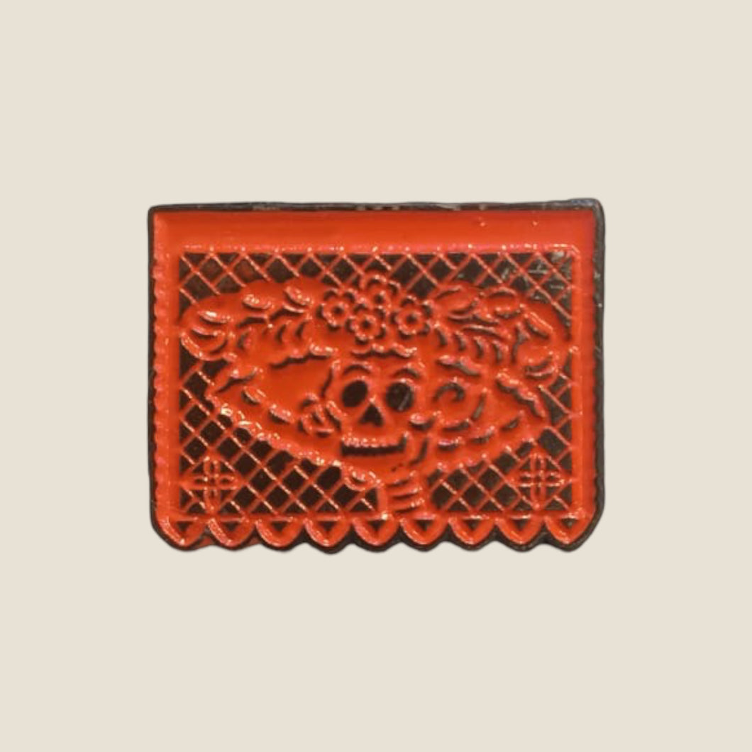 Pin Papel Picado Catrina Naranja