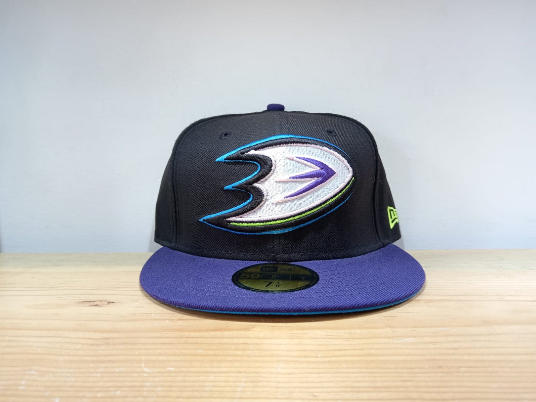 Anaheim Ducks Black Purple Light Blue Under Brim 59FIFTY